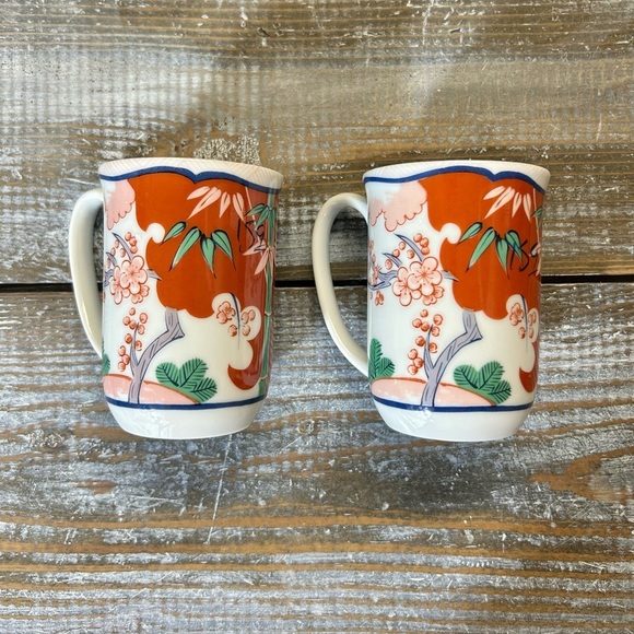 Heirloom Fine China Mug Set by Neumann Marcus with Asian Bamboo Design. - Picture 7 of 7